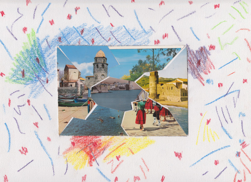Joël Desbouiges, Voramar : Nostalgie Colliouriée, 2015 Crayons de couleur sur toile apprêtée 23 x 30 cm Collection de l'artiste © Tous droits réservés